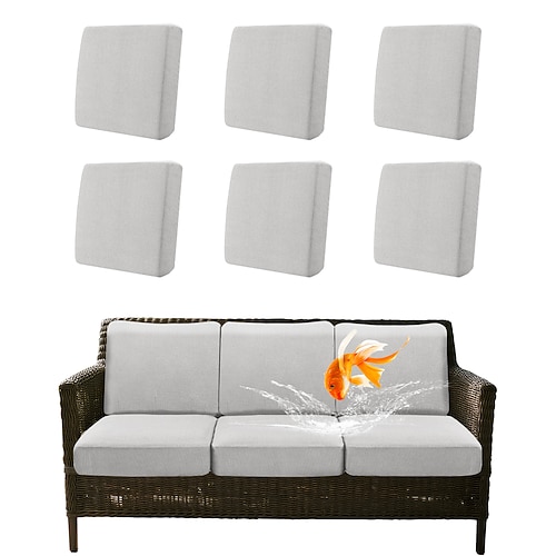 100 % wasserdichte und fleckenabweisende Outdoor-Kissenbezüge für Gartenmöbel, Sofas, Stretch-Sitzkissen, Ersatzbezüge, einfarbig Image