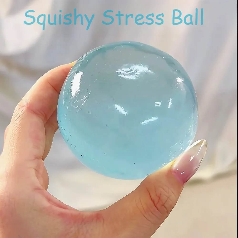 Giocattolo Antistress Morbido a Forma di Maltose, Simpatico Giocattolo Mochi Antistress, Palla Morbida Trasparente Blu Simulata, Giocattolo Squeezable a Rapido Rimbalzo