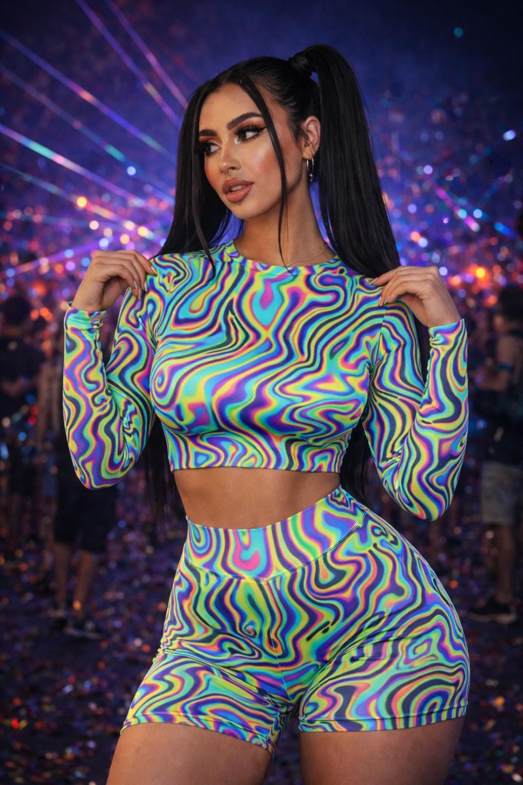Top Rave Take A Trip/Top a maniche lunghe/Top corto Rave/Top da festival/Abbigliamento da festival/Abito da festival musicale/Abito per rave/Lost Land