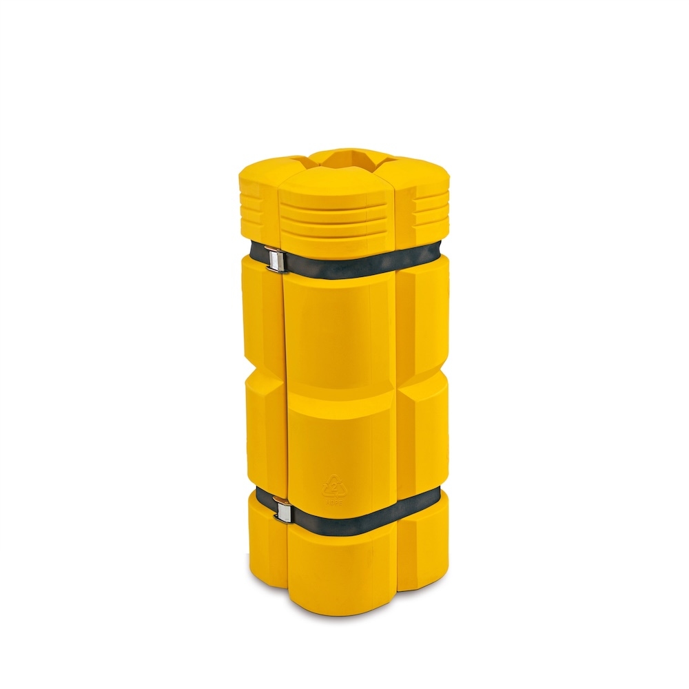 PROREGAL Säulenschutz aus Polyethylen mit 2 Spanngurten | Geeignet für Innen- & Außenbereiche | HxT 110x12,5cm | Schwarz-Gelb Image