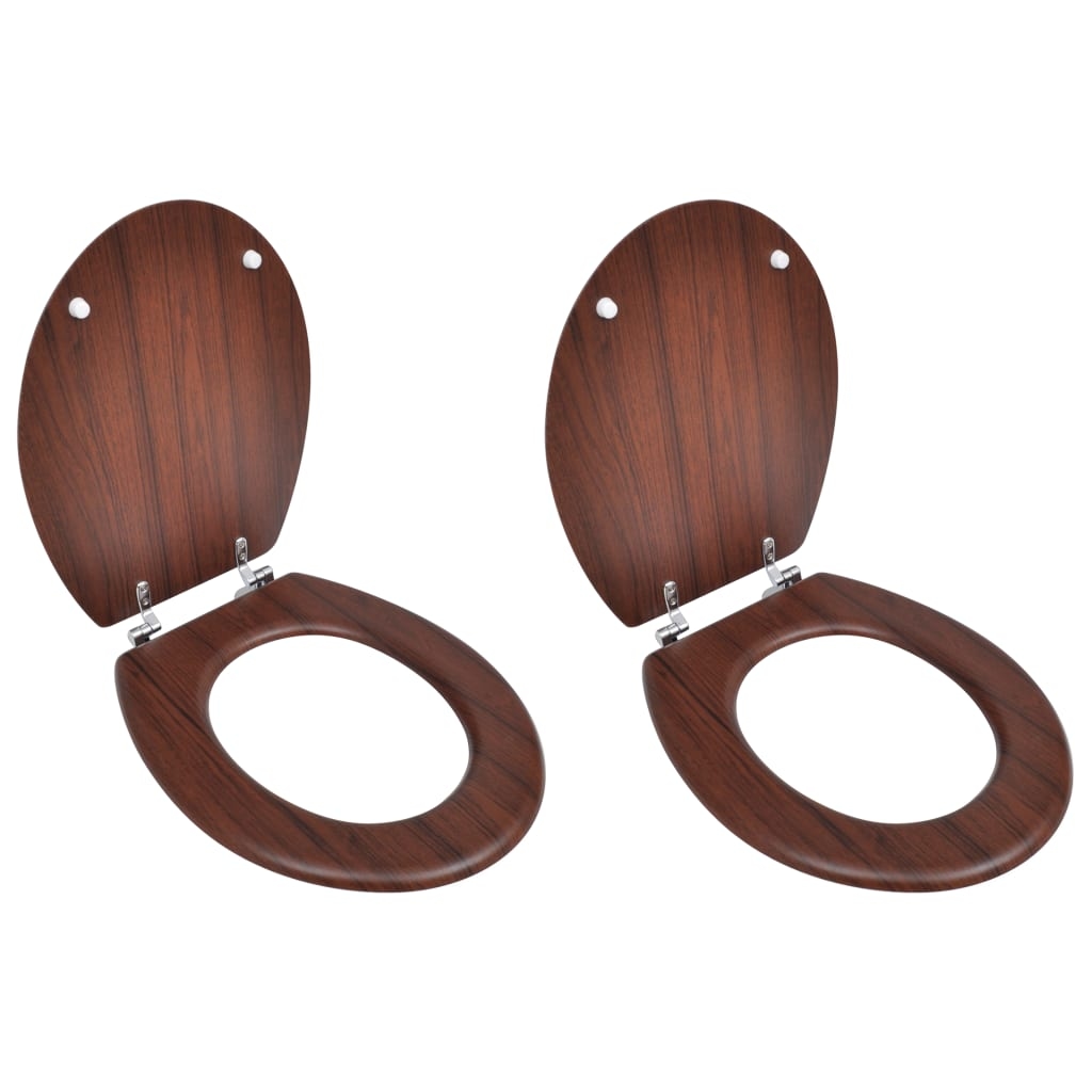 Helloshop26 - WC-Sitze mit Deckel 2 Stück MDF Braun 02_0002946 Image