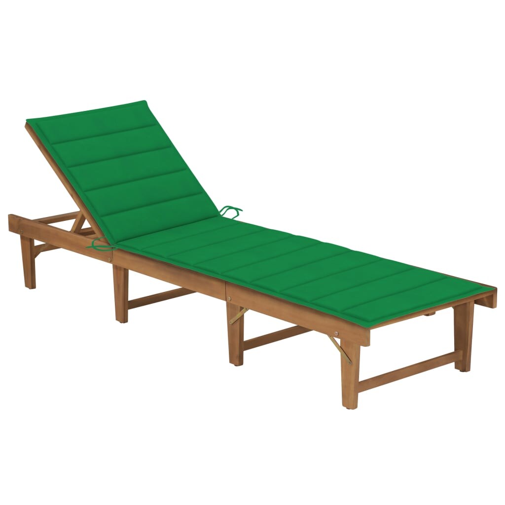 Helloshop26 - Sonnenliege Deckstuhl Sonnenbett Gartenbett Terrassenmöbel klappbare Gartenmöbel mit Kissen massives Akazienholz 02_0012845 Image