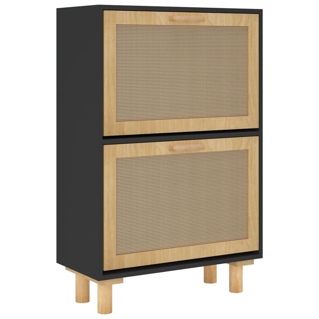 Helloshop26 - Schuhschrank Schuhaufbewahrung Möbel für Eingangsbereich/Flur/Wohnzimmer 52 x 25 x 80 cm Holzwerkstoff/schwarzes 02_0021977 Image