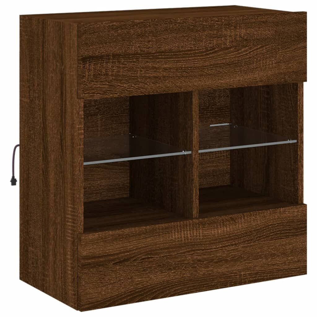Helloshop26 - Multimedia-TV-Ständer TV-Regal Sideboard TV-Schrank Wohnwand mit LED-Beleuchtung Eiche 58,5 x 30 x 60,5 cm braun 02_0027953 Image