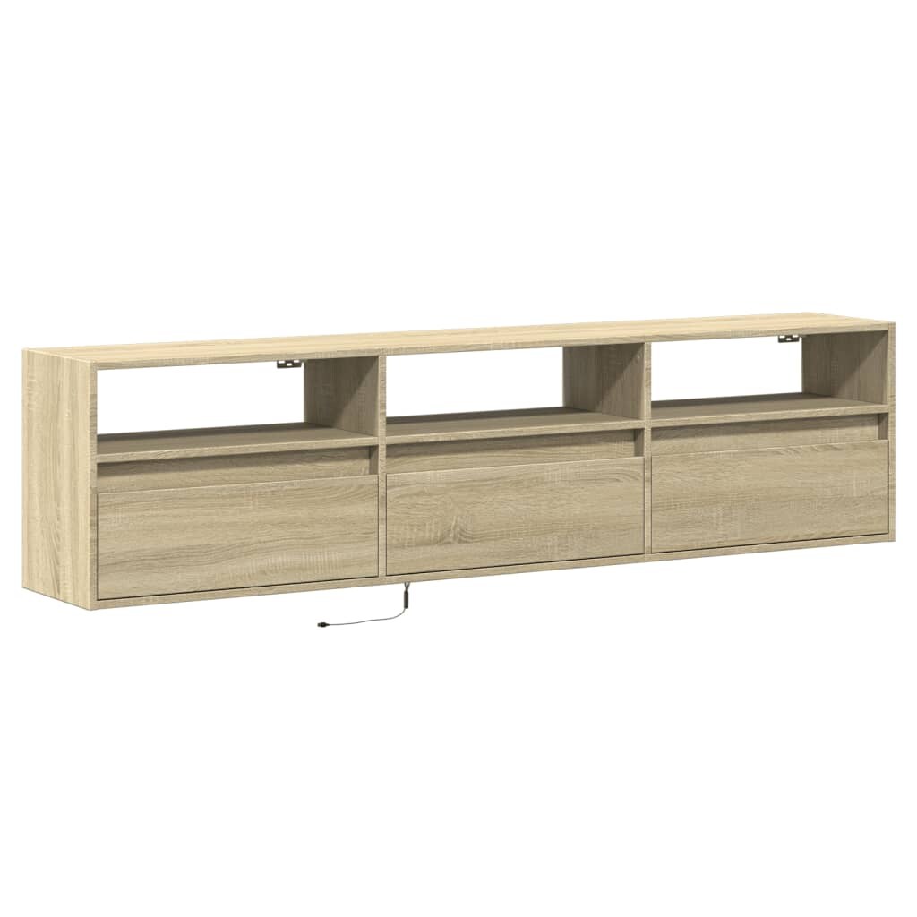 Helloshop26 - Multimedia-TV-Möbel TV-Regal Sideboard TV-Schrank Esszimmer Wohnzimmer Schlafzimmer Wandmontage mit LED-Beleuchtung 02_0027830 Image