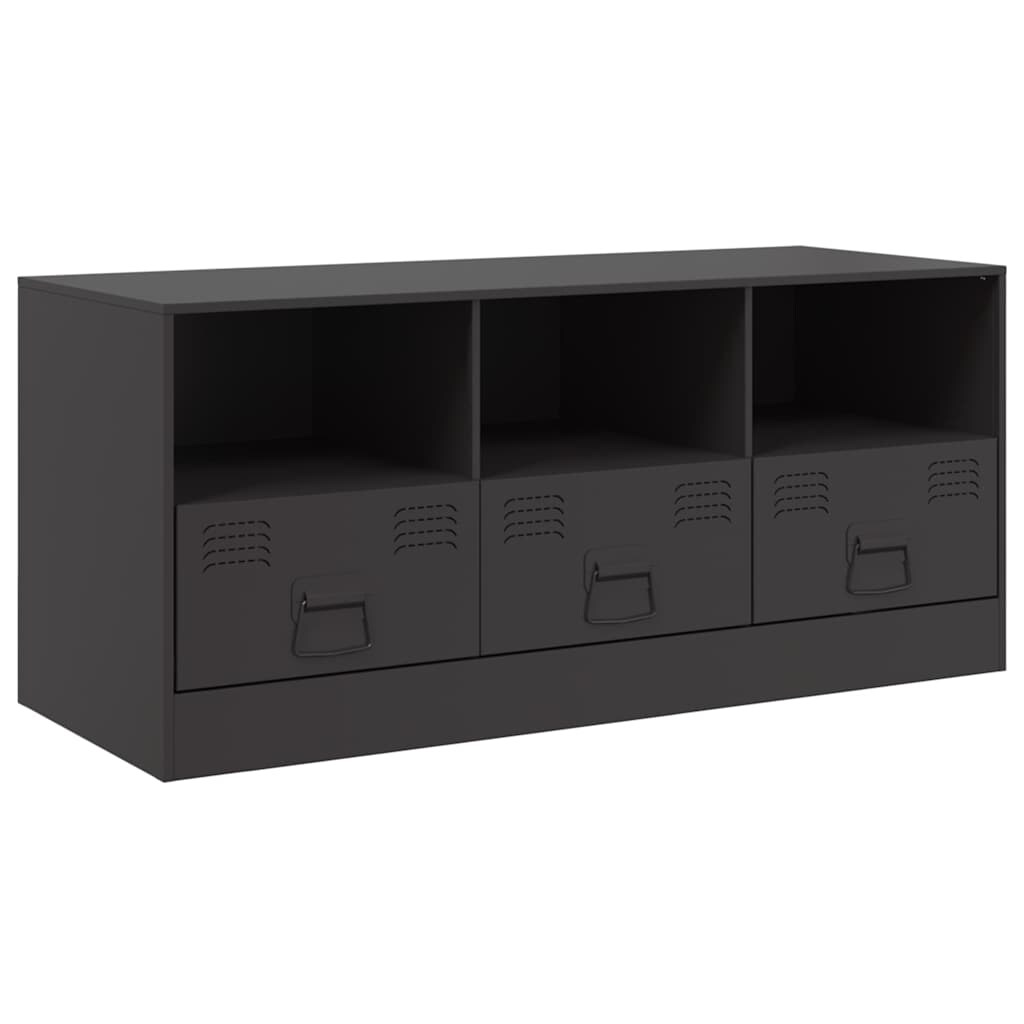 Helloshop26 - Multimedia-TV-Ständer TV-Regal TV-Sideboard für Esszimmer Wohnzimmer Schlafzimmer 99 x 39 x 44 cm schwarzer Stahl 02_0026371 Image