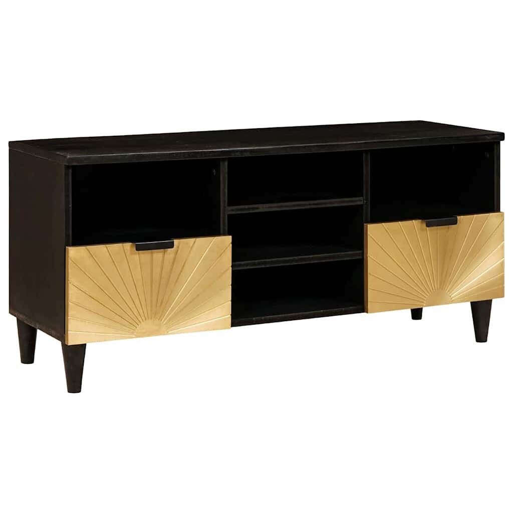 Helloshop26 - Moderner TV-Ständer mit Stauraum 100 x 33 x 46 cm zeitgenössisches Design aus schwarzem Holz 02_0057762 Image