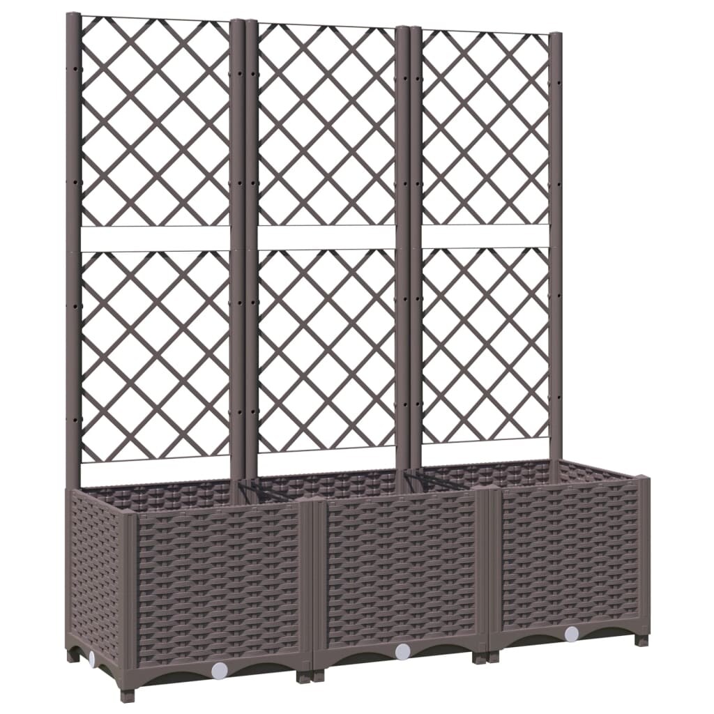 Helloshop26 - Hochbeet für Pflanzen Blumen Terrasse Garten mit Rankgitter 120 x 40 x 136 cm PP braun 02_0038236 Image