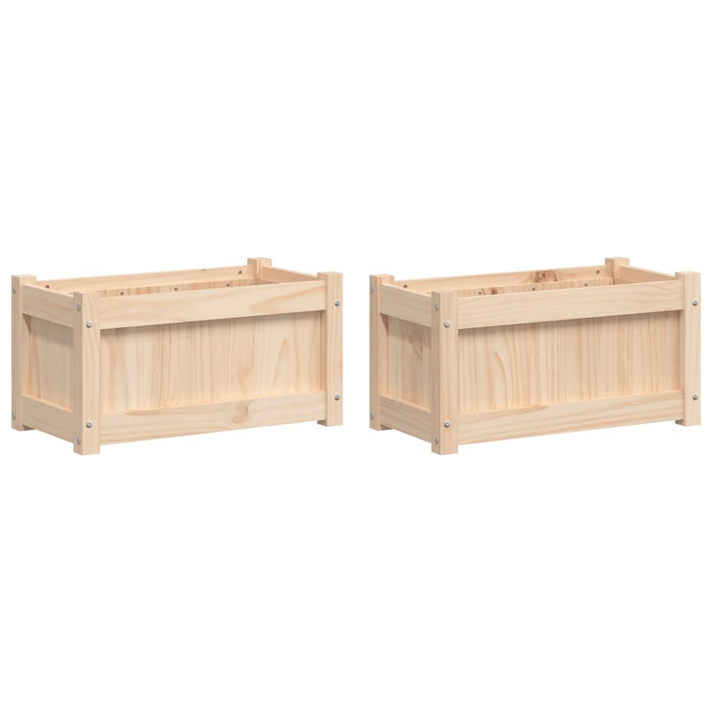Helloshop26 - Pflanzkübel Hochbeet Blumenbeet Garten Terrasse 2er-Set massives Kiefernholz braun 02_0039051 Image