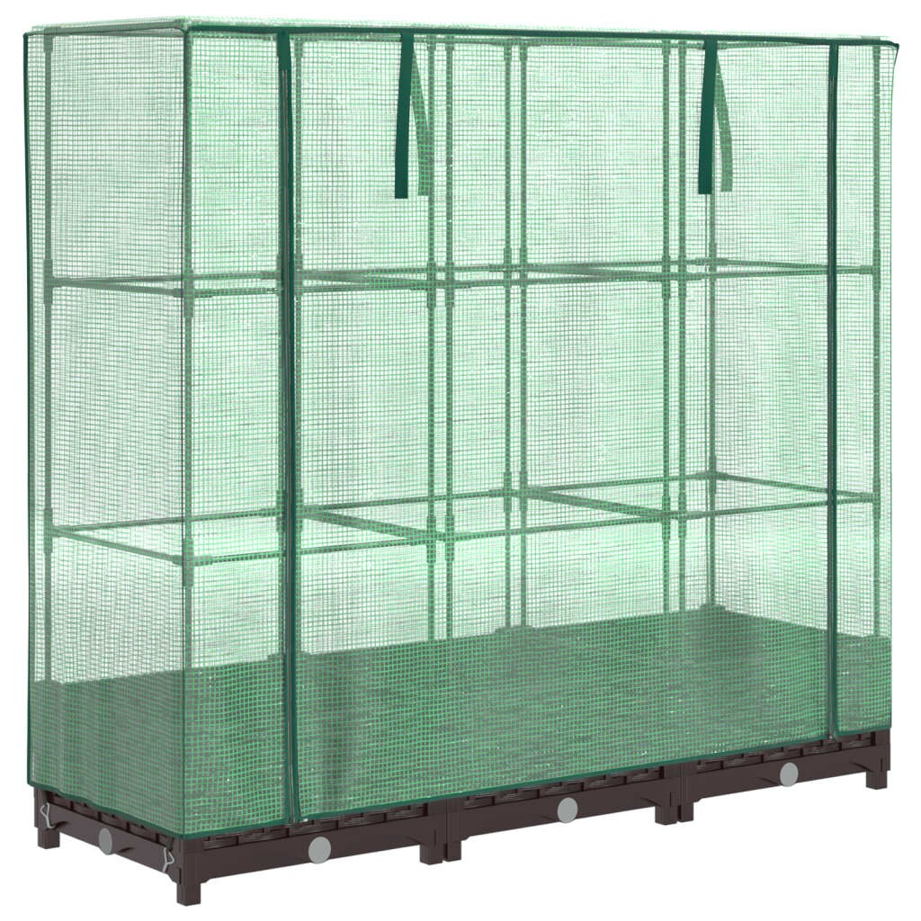 Helloshop26 - Hochbeet/Pflanzkasten mit Abdeckung in Rattanoptik 120 x 40 x 123 cm Braun 02_0038733 Image