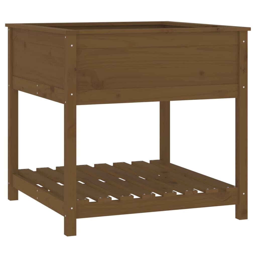 Helloshop26 - Hochbeet für Pflanzen Blumen Terrasse Garten mit Ablage 82,5 x 82,5 x 81 cm braunes Kiefernholz 02_0038408 Image