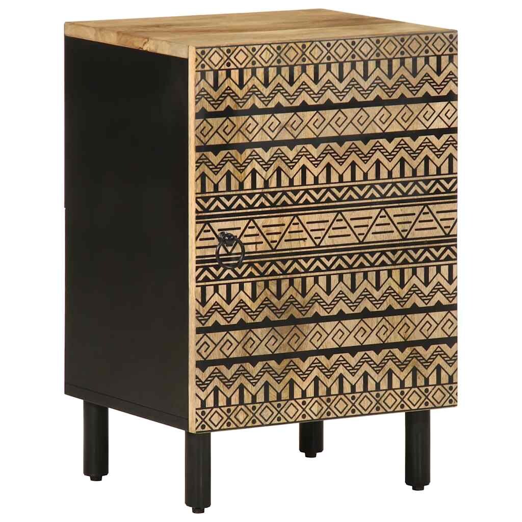 Helloshop26 - Eleganter Badezimmerschrank im Retro-Stil aus massivem Mangoholz 38 x 33 x 58 cm schwarzes Holz 02_0057840 Image