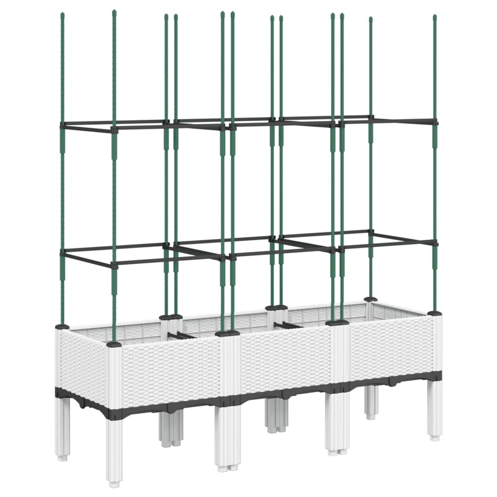 Helloshop26 - Hochbeet für Pflanzen Blumen Terrasse Garten mit Rankgitter 120 x 40 x 142,5 cm weißes PP 02_0038242 Image
