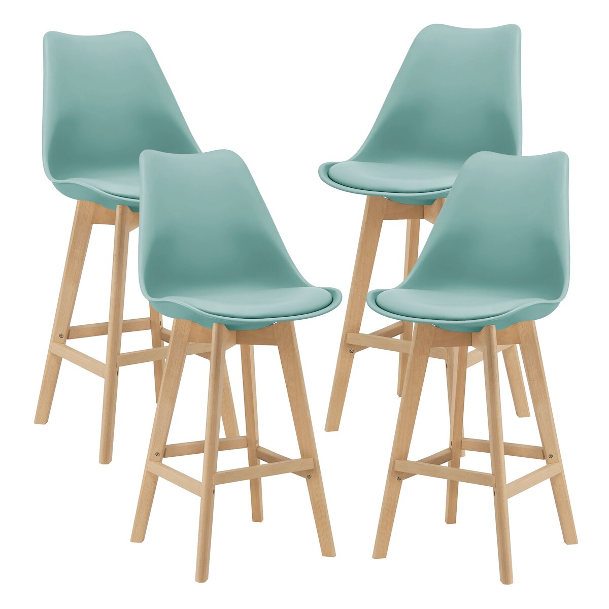 Helloshop26 - Set mit 4 Barhockern aus Kunststoff Buchenoptik 105 x 48 x 58 cm grün 03_0008719 Image
