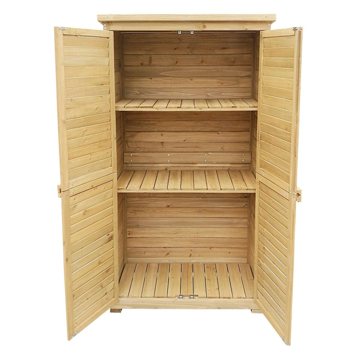 Helloshop26 - Gartenhaus mit Schrank und Lamellentüren 160 cm Fichtenholz Bitumendach 16_0002170 Image