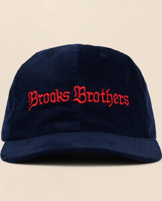 Brooks Brothers Men's x Brain Dead Cotton, Corduroy & Leather Emblem Baseball Hat | Navy