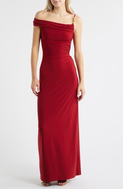 Lilibet Off The Shoulder Maxi Dress - Red - EVER NEW Dresses
