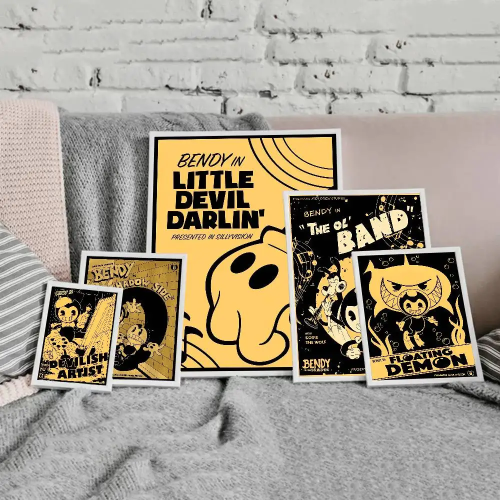 B-Bendy A-And The I-Ink M-Machine Anime-Poster, selbstklebende Whitepaper-Drucke, Poster, Kunstwerke, Kawaii-Raumdekoration