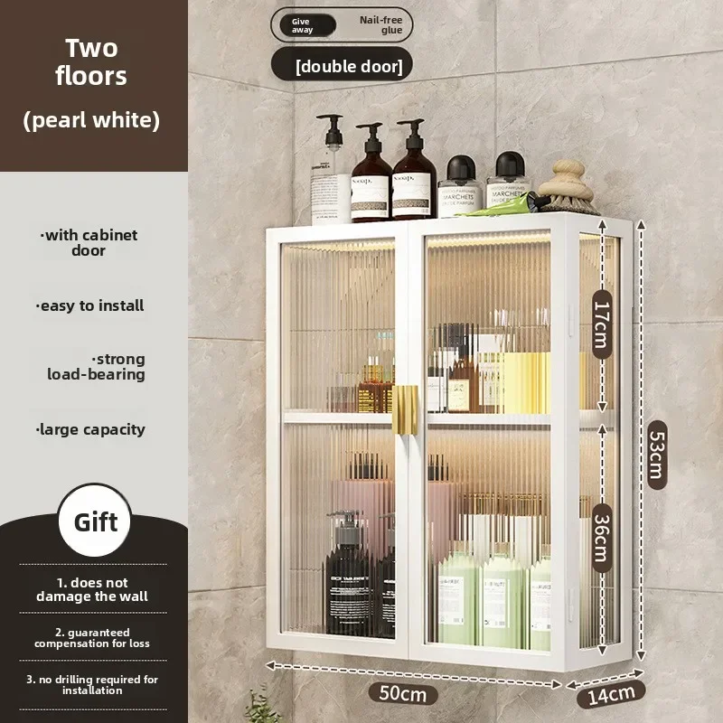 Scaffale stabile per bagno senza foratura, mobiletto sospeso per WC, lavabo, scaffale portaoggetti, scaffale a parete solido