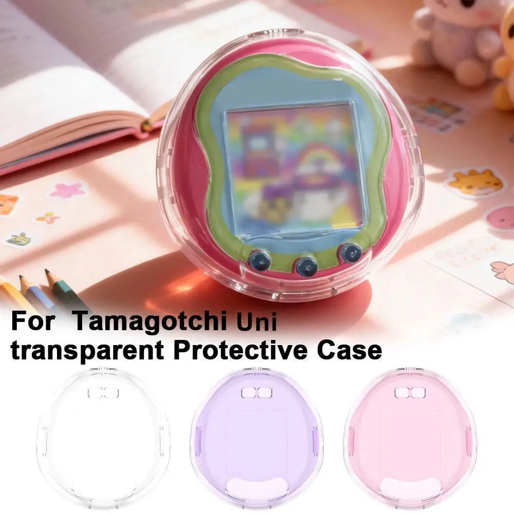 Transparente Schutzhülle für Tamagotchi Uni Virtual Pet Game Machine, durchsichtige Anti-Fall-Hülle mit Trageband und Schlüsselanhänger-Set Image