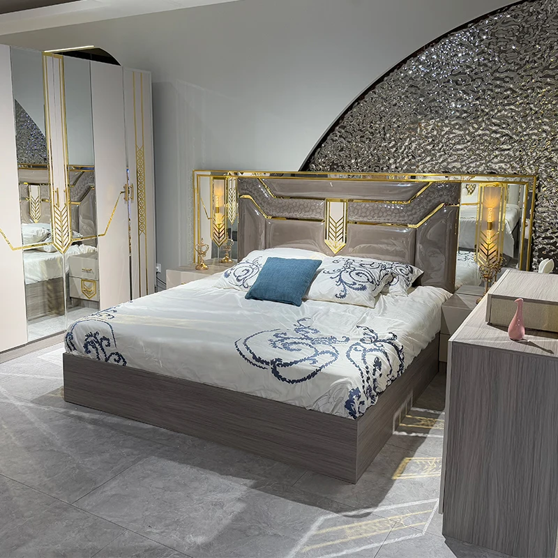 Komplettes Schlafzimmer-Set in Kingsize, 5-teilig, Modernes Luxus-Schlafzimmermöbel-Set mit Holzrahmen für das Ganze Zuhause