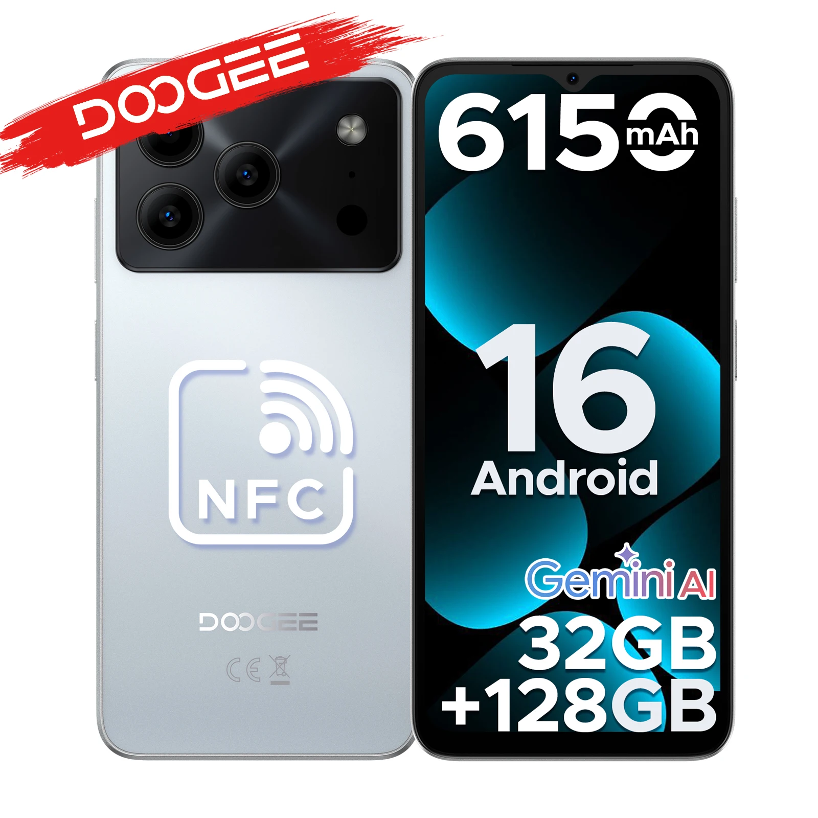 DOOGEE Note56 Pro Android 16 Gemini AI Akku 6150 mAh 32 GB RAM (4 + 28) 128 GB ROM Unterstützt Widevine L1 Image