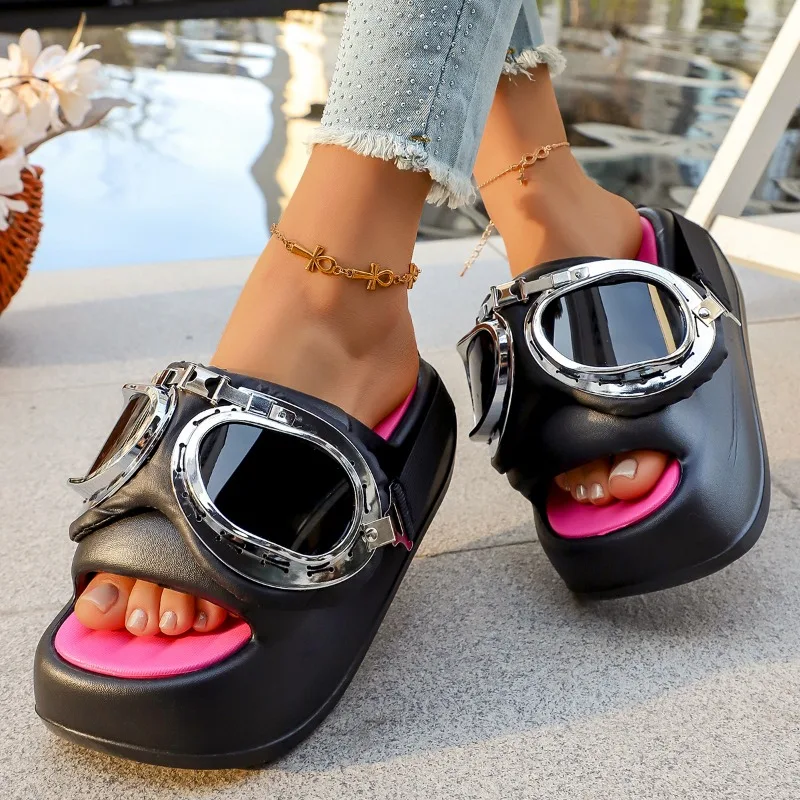 Plateau-Sandalen mit Offener Spitze für Damen, Modische Outdoor-Sandalen, Vielseitige Rutschfeste Komfortable Sandalen und Pantoffeln Image