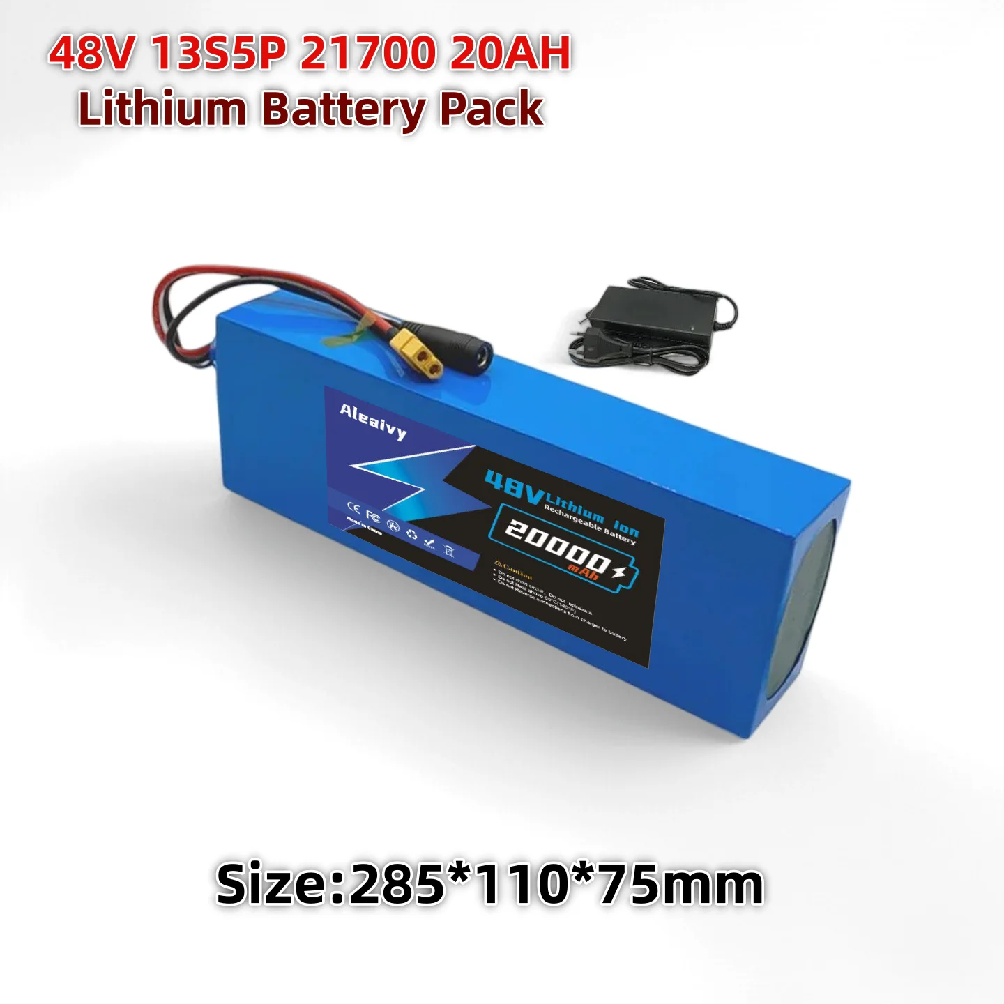 48V 20Ah Lithium-Akku 13S5P 21700 20000mAh Fahrradbatterie mit Ladegerät für Roller, Mountainbikes und 1000W Motoren