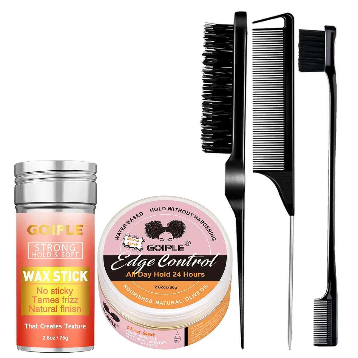 GOIPLE 75g Anti-Frizz Styling-Wachs für Schwarze Frauen, Glättendes Haarwachs-Stick für Brüchiges Haar, 80 Edge Control Gel für Baby-Pony Image
