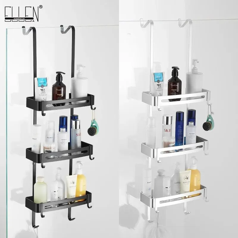 Schwarz Hängende Bad Regale Bad Regal Organizer Nagel-freies Shampoo Halter Lagerung Regal Rack Bad Korb Halter EL5018