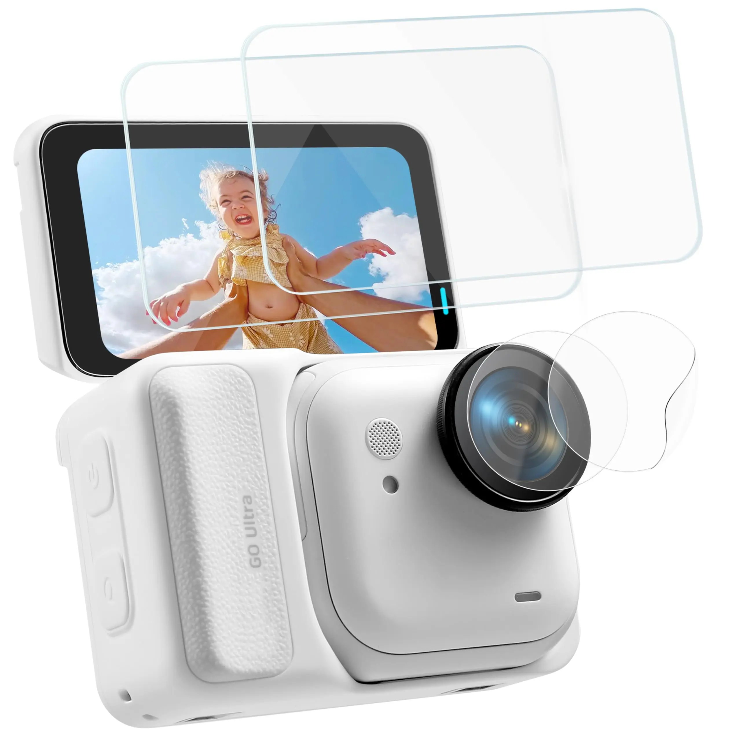 2er-Set Objektivschutzfolie für Insta360 GO Ultra, 9H Härtegrad Gehärtetes Glas HD Klare Schutzfolie und Objektivschutz Zubehör Image
