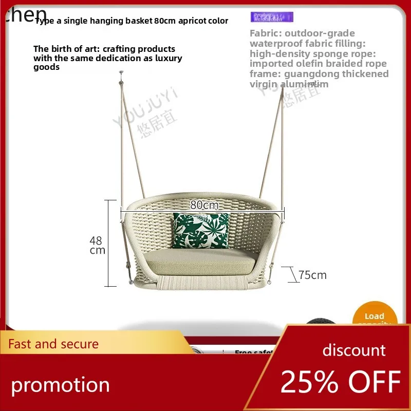 CZ Outdoor-Schaukel Indoor-Schlafzimmer Erwachsenen-Hängekorb Rattan-Stuhl Balkon Outdoor-Schaukelstuhl Hof Hängesessel für Zuhause