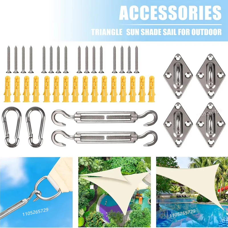 Sonnensegel-Befestigungsset 24-teilig/Set 304 Edelstahl Sonnenschutz-Montage-Kit für Markisen-Zubehör