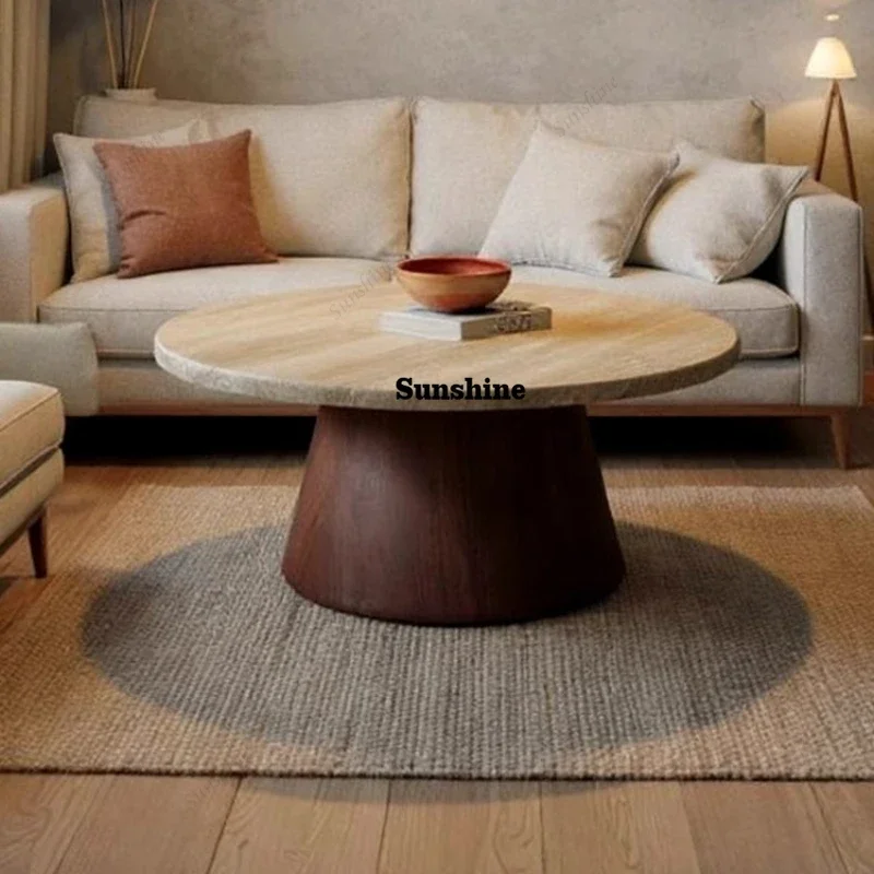 Günstiger Runder Couchtisch Küchen-Holzdekoration Wohnzimmer Moderner Beistelltisch Einzigartiger Schreibtisch Mesa Auxiliar Terrassenmöbel FT