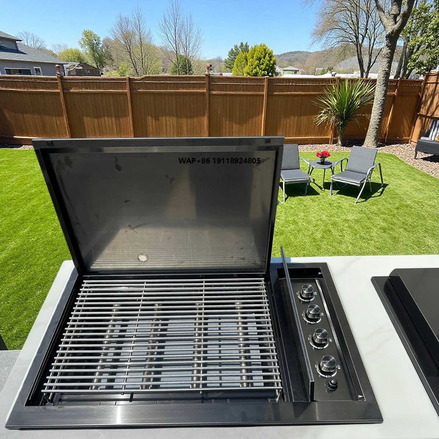 Top Eingebaute Outdoor-Küche Schwarz Titan 304 Edelstahl 4-Brenner Einbau-Gasgrill Hochwertiger Einseitiger Brenner Image