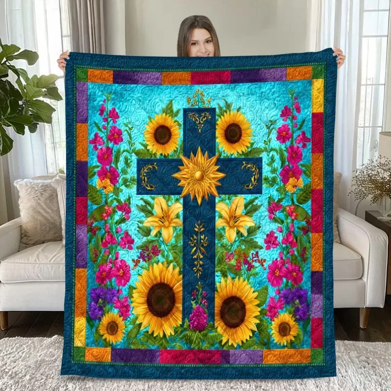 Kreuz christliche Steppdecke für Frauen, Ostergeschenke für Katholien, Taufe, Geschenke für Mädchen, Tochter, religiöses Geschenk Image
