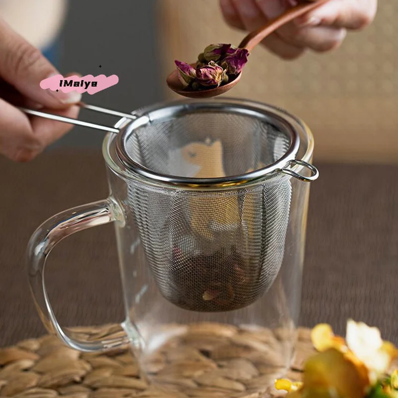 Edelstahl-Tee-Ei, einzelne Ohrform, wiederverwendbares Teesieb, Leckfilter, Teekanne, Kaffee, Kräuter, Gewürzdiffusor mit Griff Image