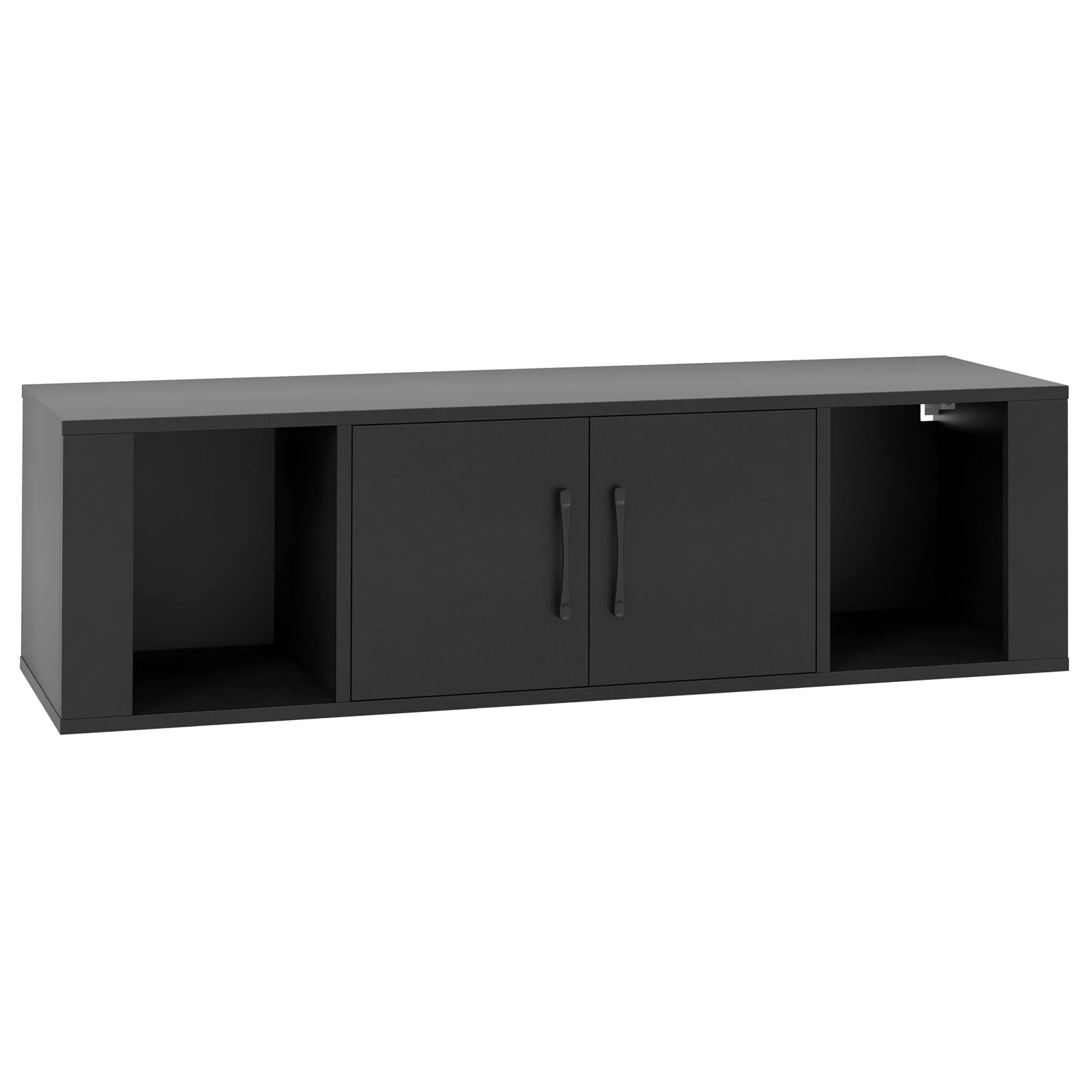 Hängender TV-Schrank, TV-Ständer mit 4 Fächern & 2 Türen, Lowboard für Fernseher, TV-Schrank, Wandmontiert, Medienbank