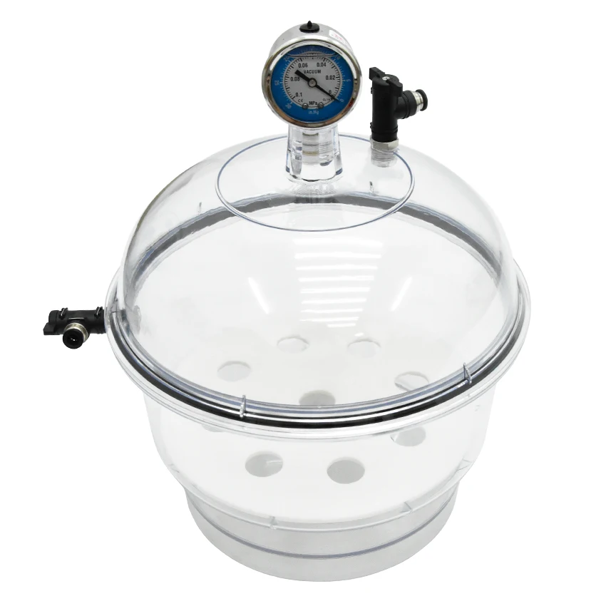 150 mm/250 mm Labor-Kunststoff-Vakuumtrockner mit Manometer, transparentes Vakuum-Trocknungsgerät Image