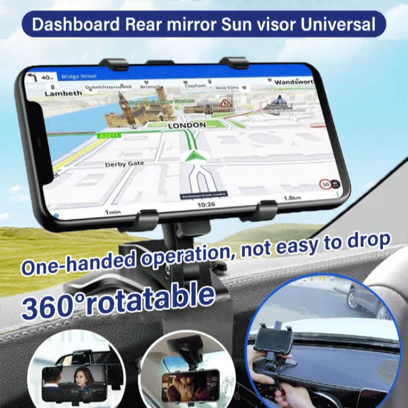 Auto Multifunktionaler Handyhalter 360° ° Rotation Universal Mount Anti-Rutsch Super Stabil Armaturenbrett Clip Telefon Ständer Halter Image