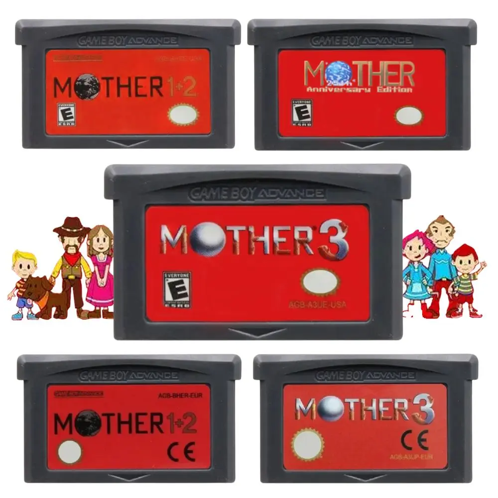 Mother Series GBA-Spielkartenkartusche, 32-Bit-Videospielkonsolenkarte, Mutter 1, 2, 3, USA/EUR/Version, graue Hülle für GBA NDS Image