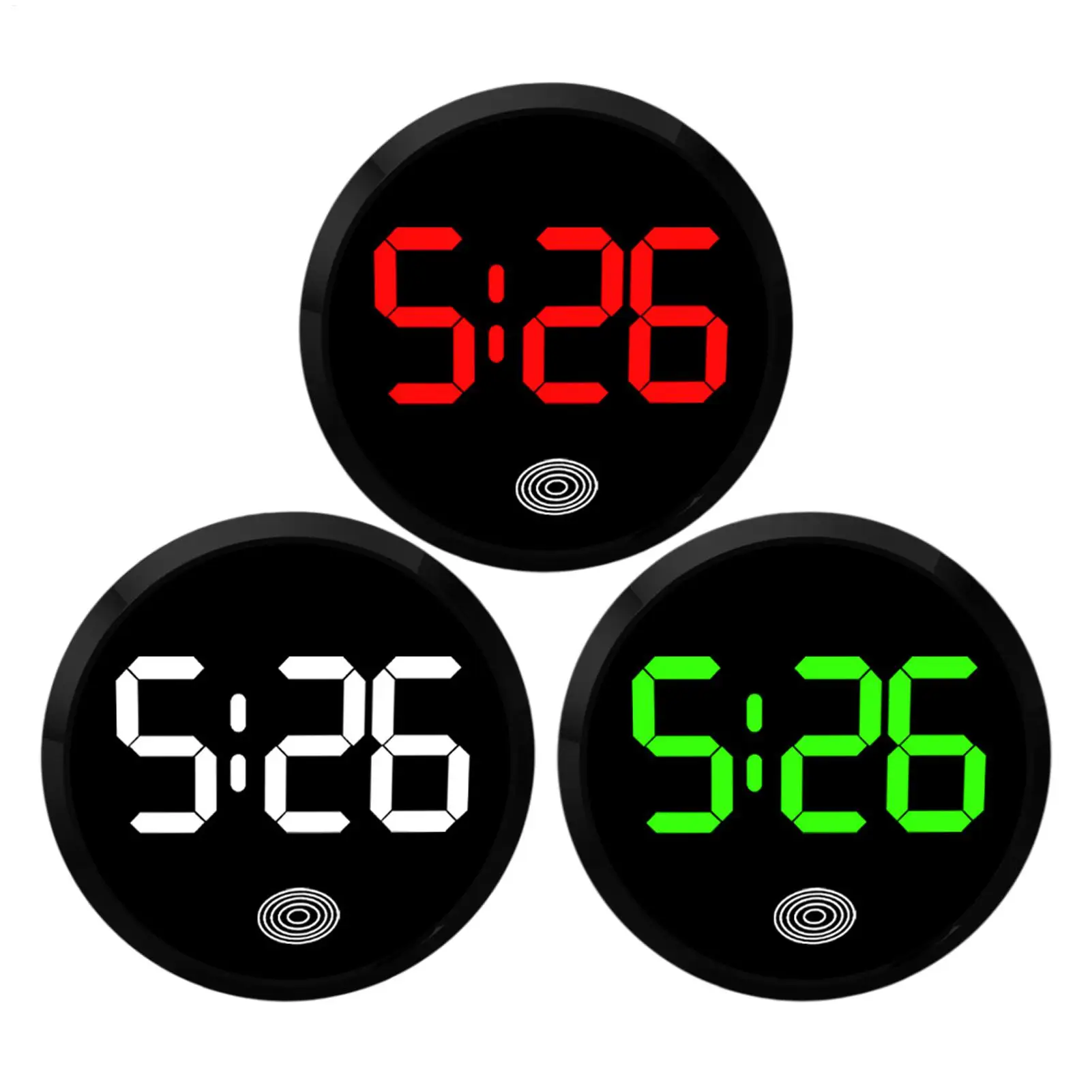 Elektronische LED-Uhr, runde, leuchtende, kreative Digitaluhr aus Legierung, Digitaluhr für das Armaturenbrett, Touch-Control-Digitaluhr