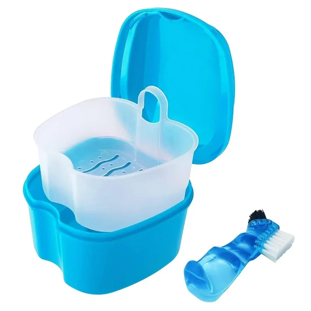 Prothese Aufbewahrungsbox Fall Prothese Pinsel Set Dental Retainer Falsche Zähne mit Sieb Prothese Tassen Einweichen Prothesen Fall Image