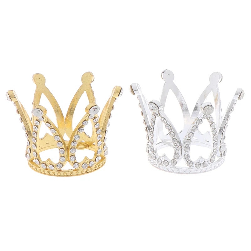 1pc Mini Krone Prinzessin Topper Kristall Perle Kinder Haarschmuck für Hochzeit Geburtstags feier Kuchen Dekorations werkzeuge Image