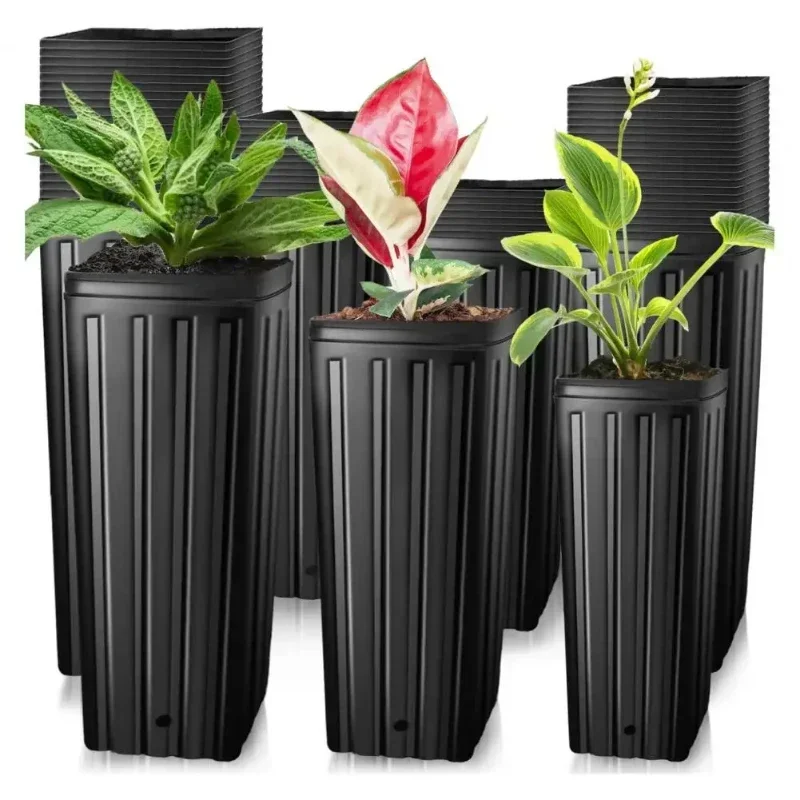 50 Stück Hochwertige Tiefe Pflanzentöpfe mit Drainagelöchern, Blumenkeimungs- und Setzlingsbehälter für den Garten Image