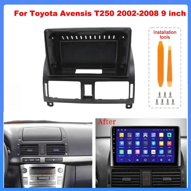 9-Zoll-Autorahmen-Faszien-Adapterkabel Android Radio Dash Fitting Panel Kit für Toyota Avensis T250 2002–2008 Image