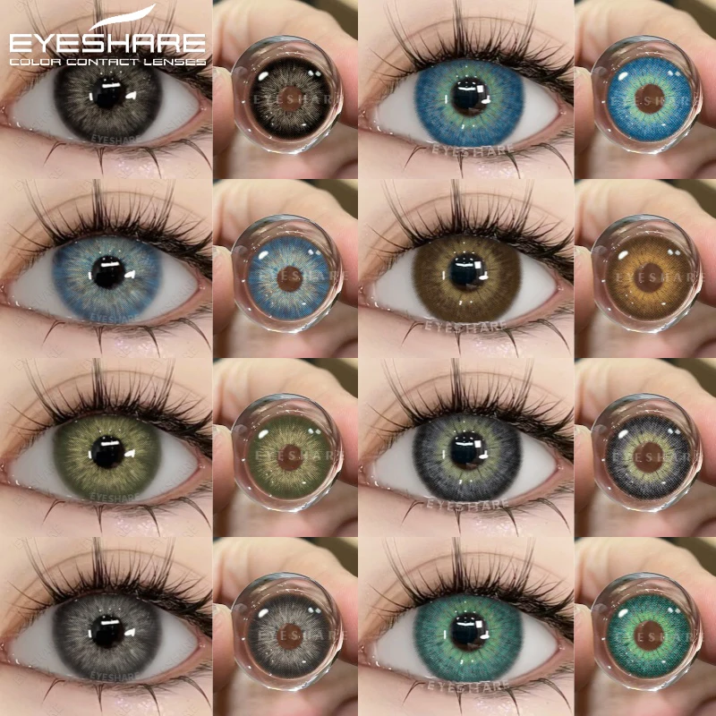 EYESHARE 2 pièces lentilles de contact colorées pour les yeux lentilles de contact naturelles lentilles de contact noires lentilles bleues cosmétiques contacts pour les yeux bruns