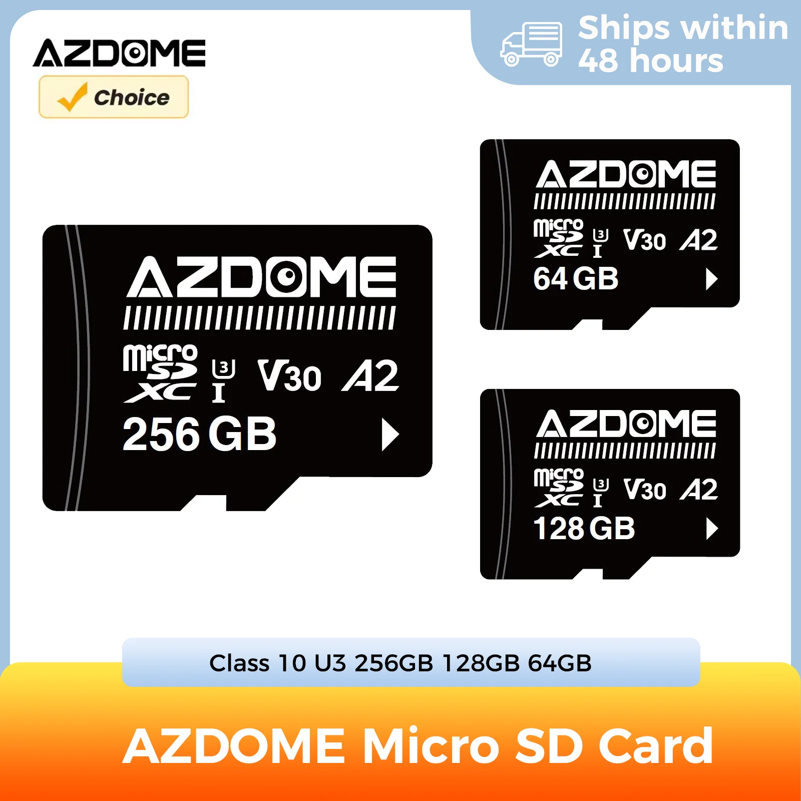 AZDOME High Speed Memory Card 64GB 128GB 256GB For AZDOME Dash Cam M550 Max M300S etc, Car DVR Adapters Class 10 U3 Micro SD Car