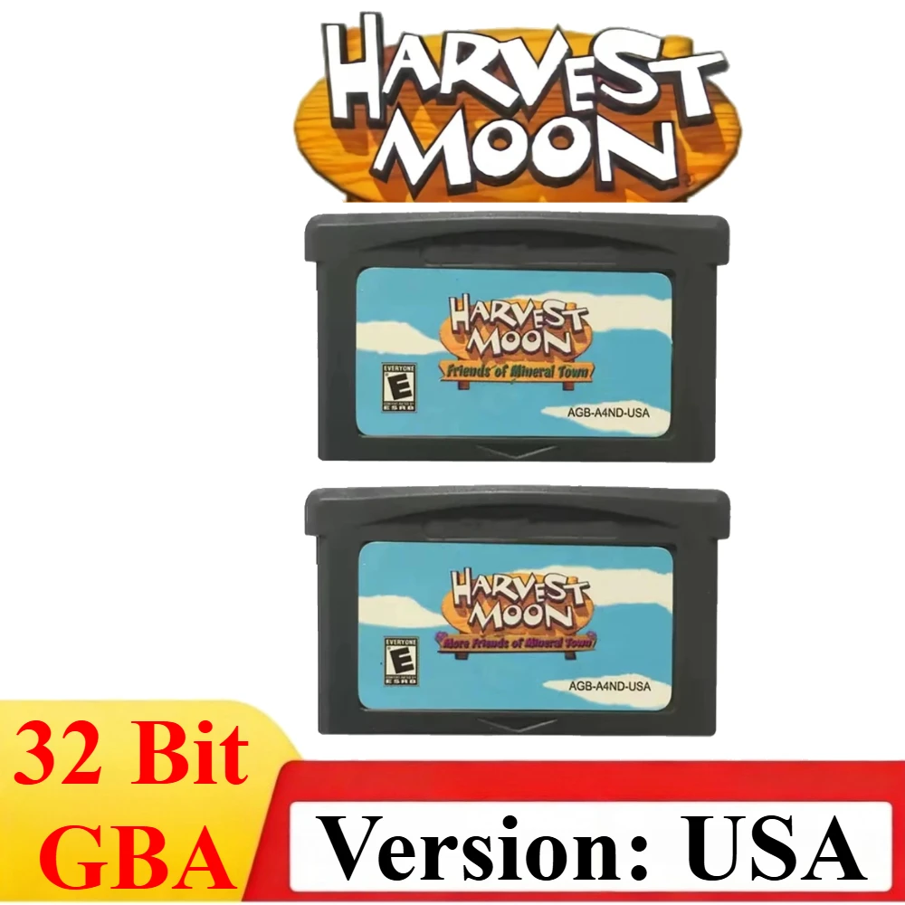 GBA/SP/DS USA Harvest Moon GBA Game Cartridge 32Bit Video Game Console Card Friends of Mineral Town More Friends of Mineral Town