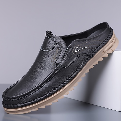 Hellbraune Herren-Slipper, leichte und bequeme Schuhe zum Hineinschlüpfen, weiche und elegante Freizeitschuhe für Alltag, Reisen, Autofahren und entspannte Wochenendausflüge Image
